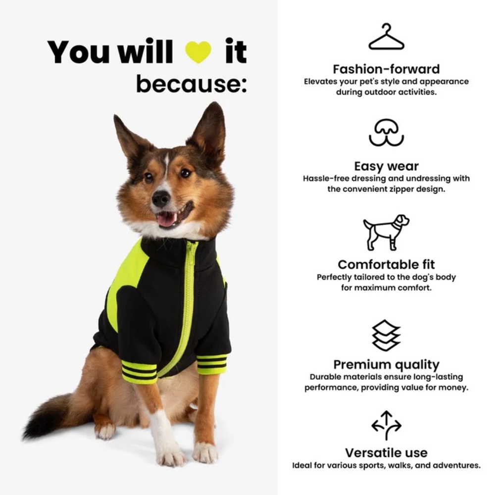 NANDOG PET GEAR  Dog Sport Jacket  Black/ Yellow Size : L - Picture 7 of 8